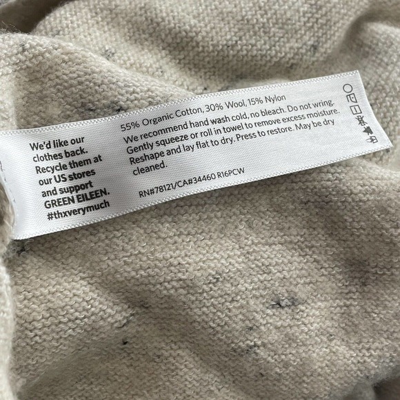 Eileen‎ Fisher Organic Cotton & Wool Womens Size Large Petite Open Front Sweater - Picture 5 of 16